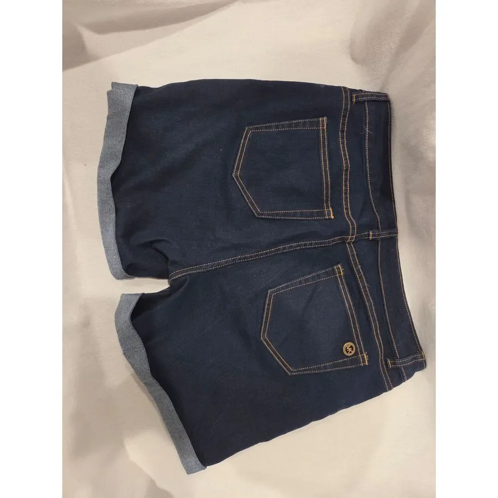 MK Michael Kors Dark Wash Women's Cuffed Denim Shorts Size 10 Jean Shorts